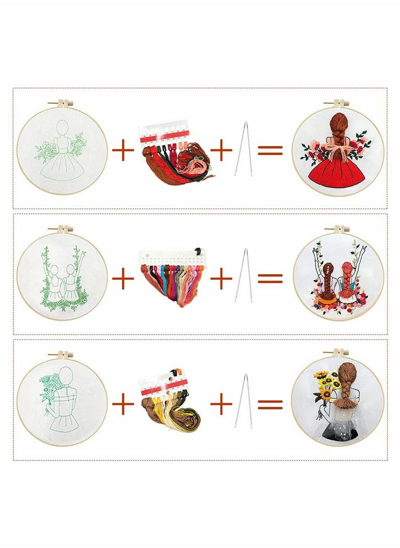 Excefore - Embroidery, Embroidery Starter Kits for Adults Beginners with Stamped Pattern, Pack Include Embroidery Floss and Stamped fabric and Needles and Bamboo Hoop, Scissors - Image 1