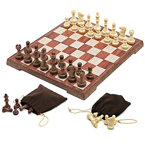 SCNK Magnetic Folding Chess Set11x 964 Portable Travel Chess Game Board SetMagnetic Crafted Chess Pieces Storage with 2 Flannelette BagsPerfect Kids Beginners and Adults - Image 1