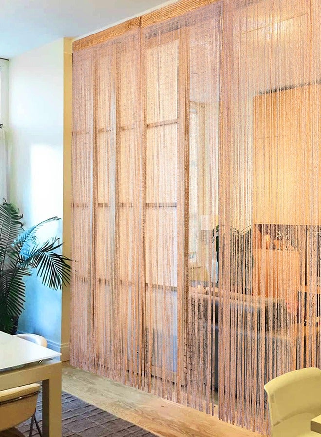 1 Pack Door String Curtain Rare Flat Silver Ribbon Thread Fringe Window Panel Room Divider Cute Strip Tassel for Wedding Coffee House Restaurant Party Parts 1X2M (Gold)  - Image 3