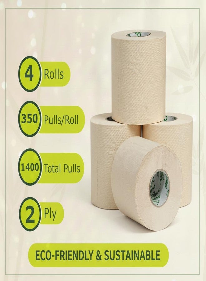 Baiko Bamboo Toilet Tissue Pack of 4 Rolls, 2 Ply, 1400 Pulls (4 x 350 Pulls per Roll) - Image 3