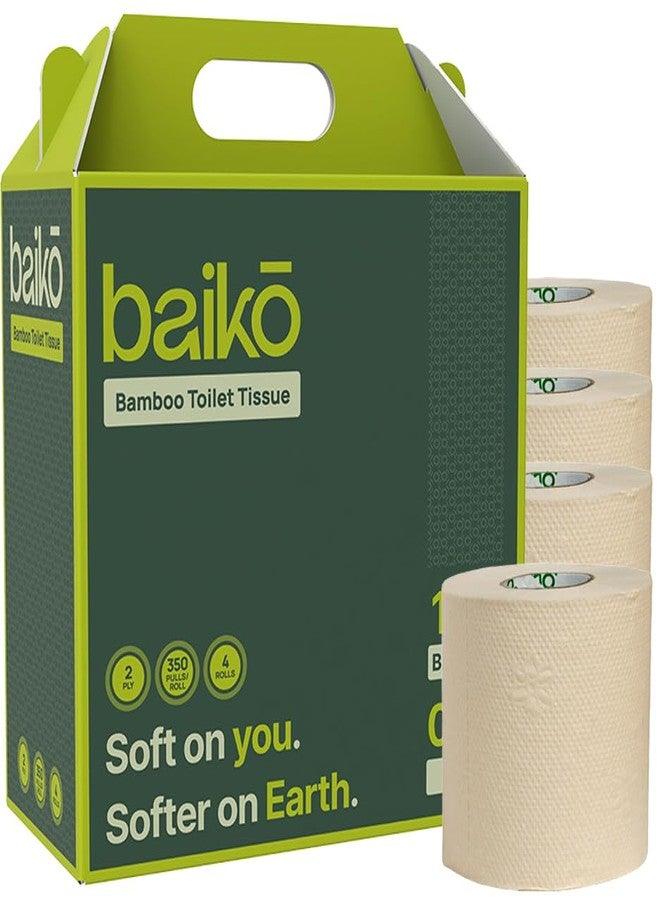 Baiko Bamboo Toilet Tissue Pack of 4 Rolls, 2 Ply, 1400 Pulls (4 x 350 Pulls per Roll) - Image 1
