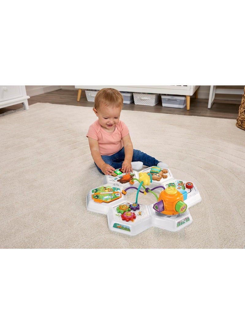 VTech Baby طاولة نشاط النحل المشغول من VTech للأطفال، لعبة تفاعلية، أغاني ولحن، تنمية المهارات الحركية، تطوير الحواس، السبب والنتيجة، مناسبة للأعمار من 6، 9، 12 شهرًا فما فوق، النسخة الإنجليزية - Image 2