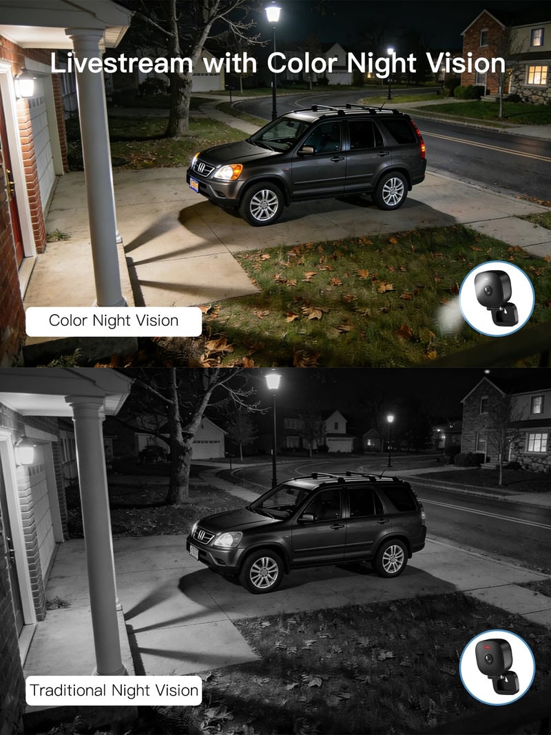 VIMTAG 2.5K Security Camera Indoor/Outdoor, Cameras for Home Security with Color Night Vision, AI Human Detection, Spotlight/Siren, Pet/Baby Monitor, IP66, 2-Way Audio,Compatible with Alexa, Wired - Image 3