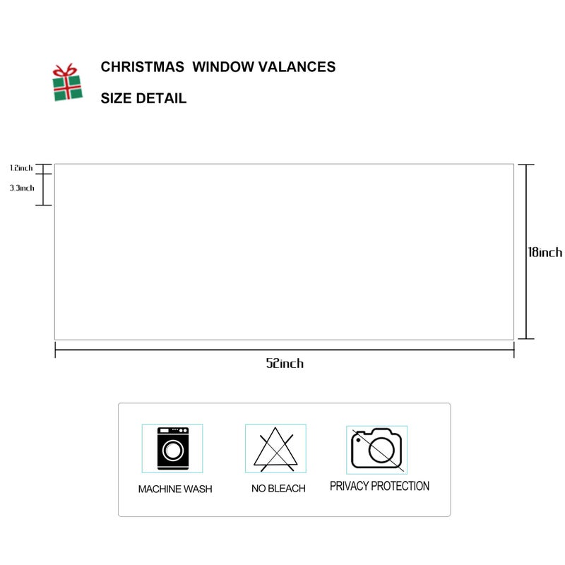Deztibos 2 Panels Festive White Window Valances Curtain Valances - Short Curtains for Kitchen Windows/Bathroom/Laundry Decoration - 52x18 inch with Rod Pocket - Image 2