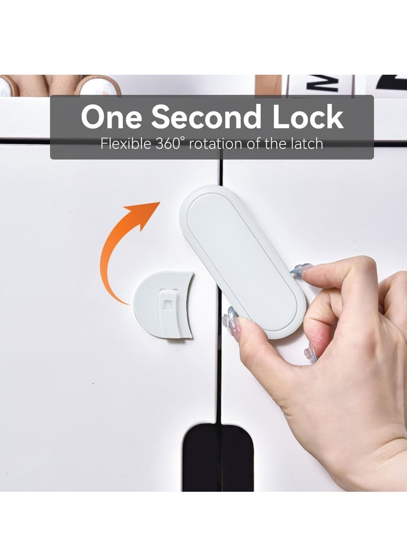 ECVV 6 قطع أقفال أمان للأطفال قفل أمان قابل للتعديل لحماية الطفل خزائن لاصق 3M أقفال متعددة الأغراض للأطفال للأثاث باب الثلاجة الفرن المرحاض - أبيض - Image 2