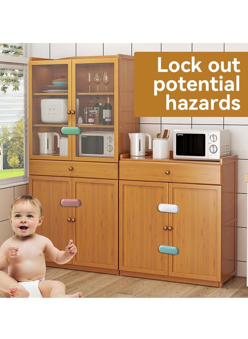 ECVV 6 قطع أقفال أمان للأطفال قفل أمان قابل للتعديل لحماية الطفل خزائن لاصق 3M أقفال متعددة الأغراض للأطفال للأثاث باب الثلاجة الفرن المرحاض - أبيض - Image 4