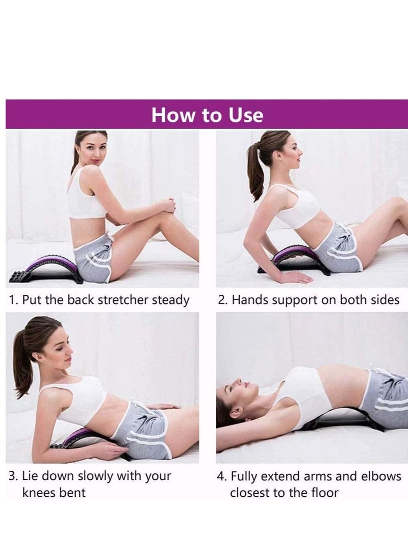 إسكدنيا Back Stretcher - 3 Heights Adjustable Back Stretcher For Pain Relief, Lower Back Stretcher With Massaging Points  Cushion Foam, Spine Deck For Office Chair, Car, Travel(Purple) - Image 4