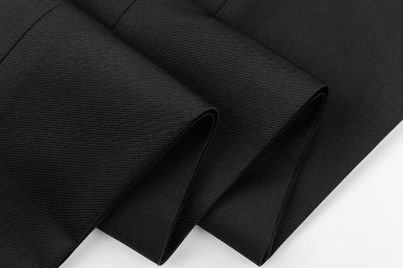 UNINUKOO Mens Floral Suits 3 Piece Tuxedo Suit Slim Fit Jacquard Tux Suit Set Shawl Lapel for Wedding Prom Suit US Size L Black - Image 3