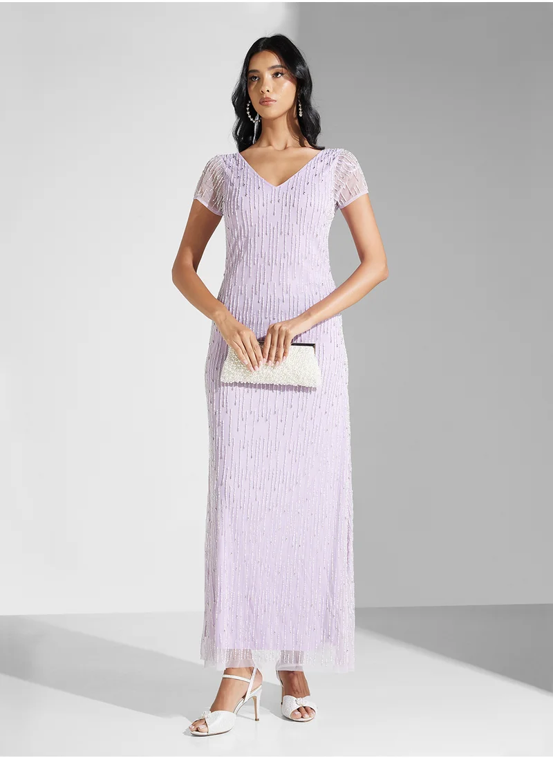 اميليا روز Embellished Mesh Detailed Dress