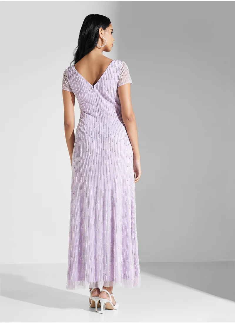 اميليا روز Embellished Mesh Detailed Dress