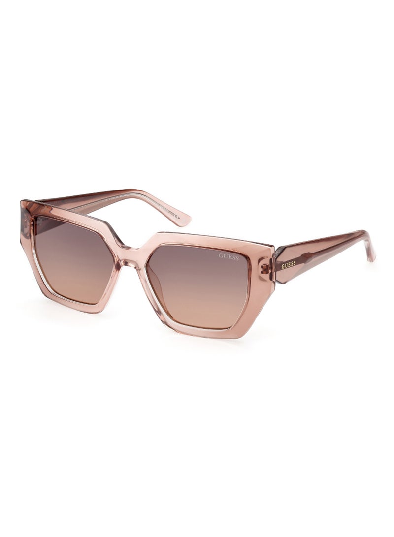 GUESS Women's UV Protection Asymmetrical Shape Sunglasses - GU789647F53 - Lens Size: 53 Mm - Light Brown - Image 1
