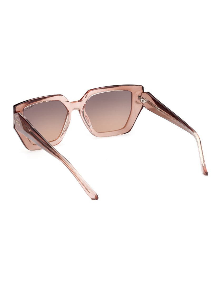 GUESS Women's UV Protection Asymmetrical Shape Sunglasses - GU789647F53 - Lens Size: 53 Mm - Light Brown - Image 3