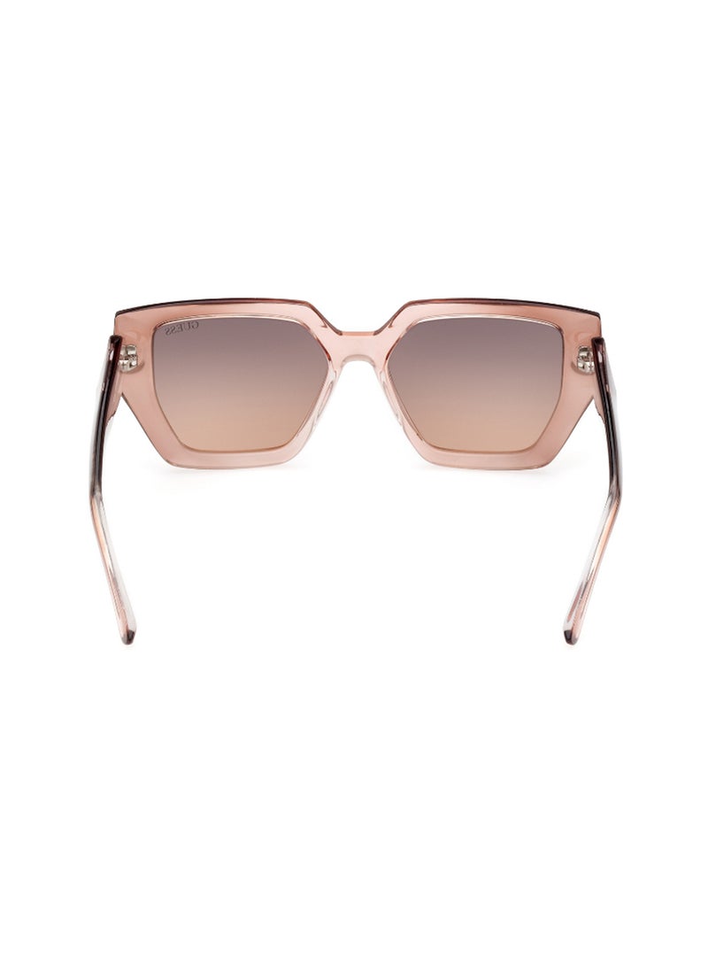 GUESS Women's UV Protection Asymmetrical Shape Sunglasses - GU789647F53 - Lens Size: 53 Mm - Light Brown - Image 4