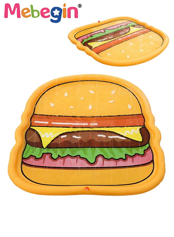 MEBEGIN Hamburger Shape Water Mat, Non-Slip Splash Pad for Kids and Pets, Foldable Splash Pad, Inflatable Sprinkle and Splash Water Play Mat, Summer Spray Inflatable Water Toy, Suitable for Lawns, Gardens, Swimming Pools and Parties, 170*170cm - Image 3