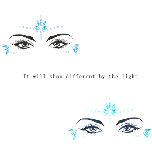 WUIOS Mermaid Face Gems Stick Jewels Halloween Body Eye Face Jewels Gems Rave Festival Tattoo Glitter Self Adhesive Crystals Rhinestones Diamonds Tattoos Sticker Party Carnival Festival Decorations (Blue) - Image 3