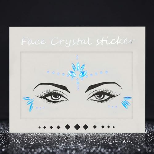 WUIOS Mermaid Face Gems Stick Jewels Halloween Body Eye Face Jewels Gems Rave Festival Tattoo Glitter Self Adhesive Crystals Rhinestones Diamonds Tattoos Sticker Party Carnival Festival Decorations (Blue) - Image 2