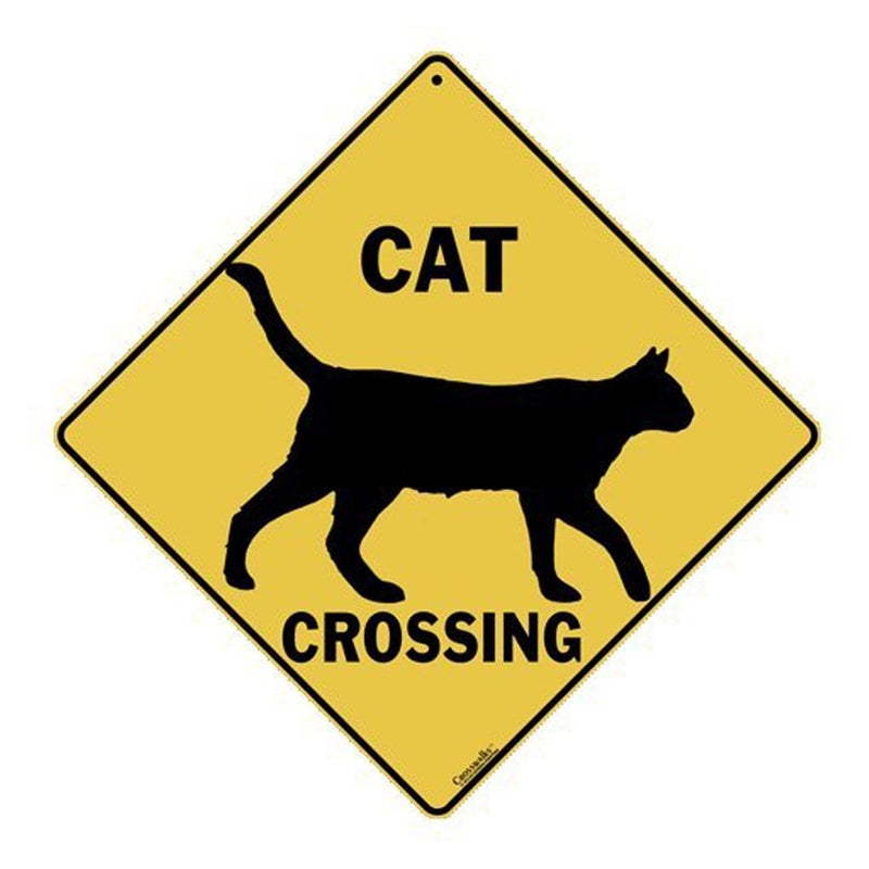 CROSSWALKS Cat Silhouette Crossing 12 X 12 Aluminum Sign X311
