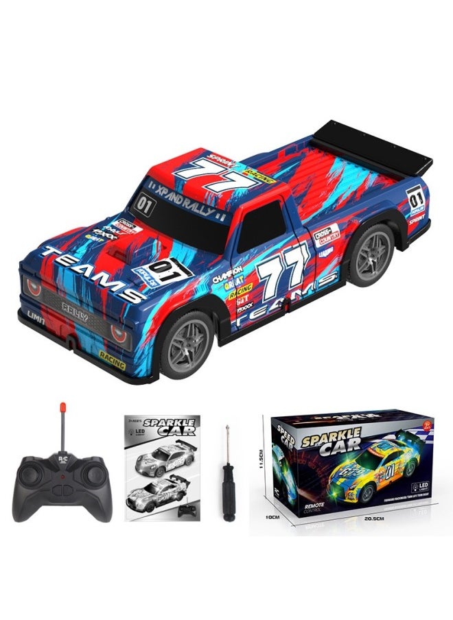 Generic Four-way Remote Control Car Drift Racing Luminous Remote Control Car Toy Children's Toy Car Small Package-Color:P223 Red-Proportion:1:22  - Image 1