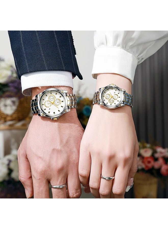 Couple Watches Men and Women  Set Watch Mechanical Stainless Steel with Date Waterproof Wrist Watches - Image 2