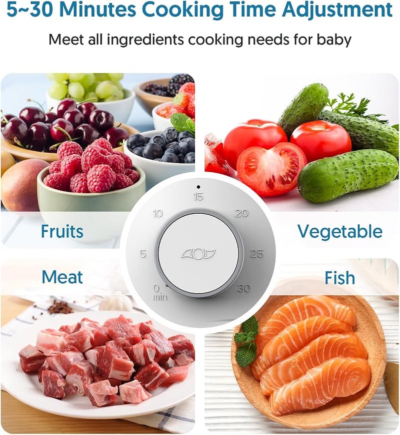 بيلا بيبي 1 Bellababy صانع طعام الأطفال ومعالج الطعام، خلاط هرس ومبخرة مع سلة بخار قابلة للعكس، تشغيل سهل بضغطة زر واحدة وفتحة كبيرة لسهولة التنظيف (كبير) - Image 3