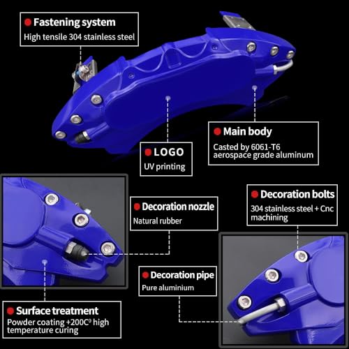AOOA Aluminum Blue Caliper Covers Fits 2011-2023 Dodge Charger/Challenger GT/RT/Chrysler 300 (Front Double Piston) (set of 4) - Image 4