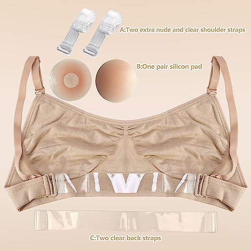 iMucci Professional Beige Clear Back Bra NO Sponge Backless Bra for Ballet Dance - Image 5