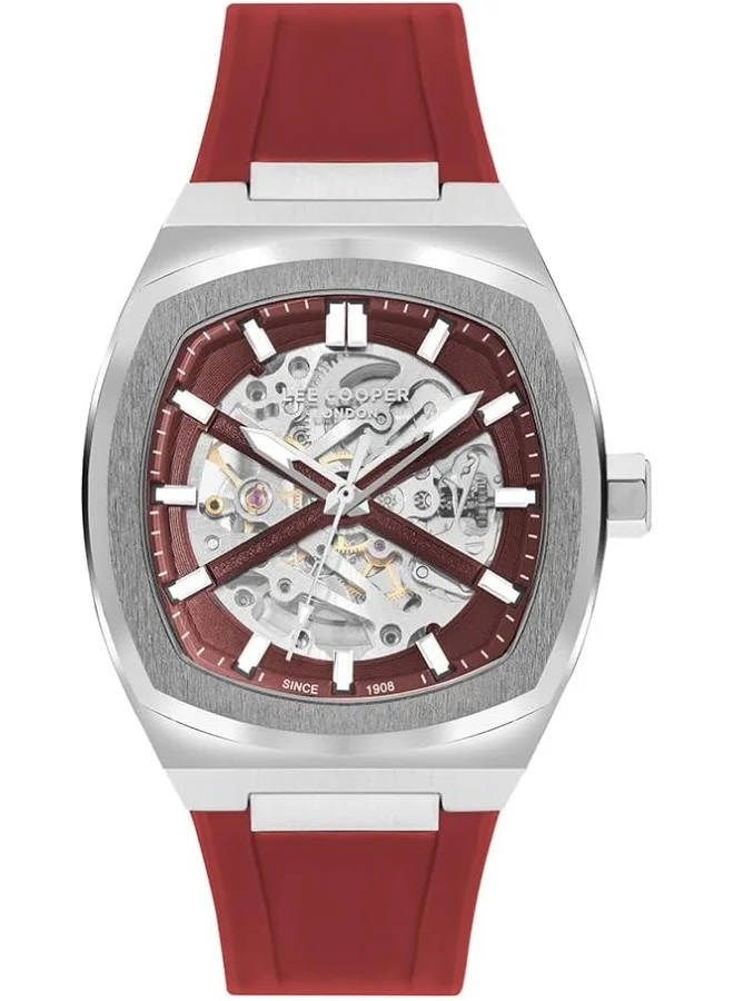 لي كوبر Lee Cooper Men's G32665ZH Movement Watch, Automatic Display and Silicone Strap - LC07902.388, Red