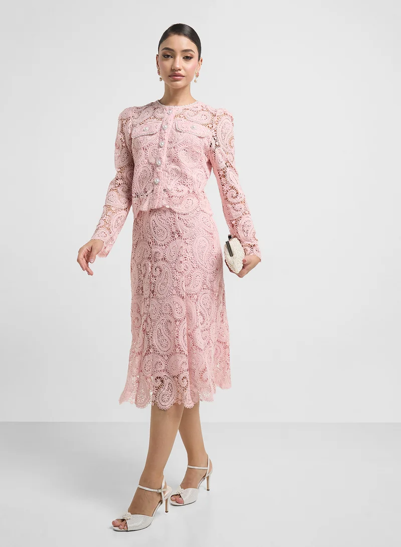 Khizana Lace Top & Skirt Set