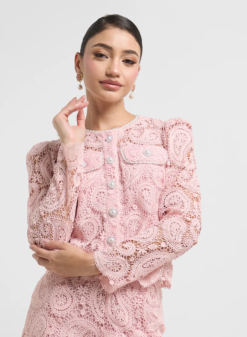 Khizana Lace Top & Skirt Set