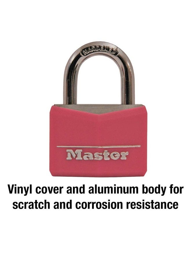 Master Lock Master Lock Pink Covered Aluminum Keyed Padlock with Steel Shackle, Lock for Gym or School Locker with 1-9/16 Inch Lock Body, 146D  - Image 2