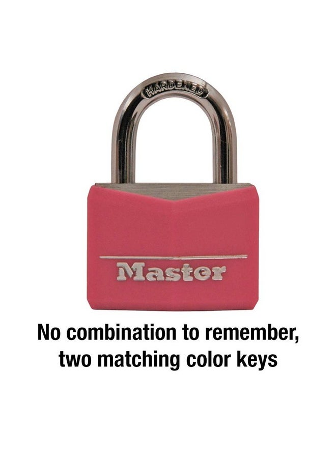 Master Lock Master Lock Pink Covered Aluminum Keyed Padlock with Steel Shackle, Lock for Gym or School Locker with 1-9/16 Inch Lock Body, 146D  - Image 3