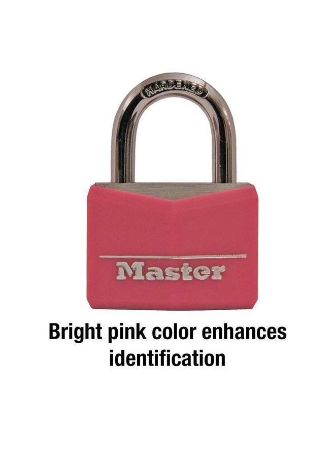 Master Lock Master Lock Pink Covered Aluminum Keyed Padlock with Steel Shackle, Lock for Gym or School Locker with 1-9/16 Inch Lock Body, 146D  - Image 4