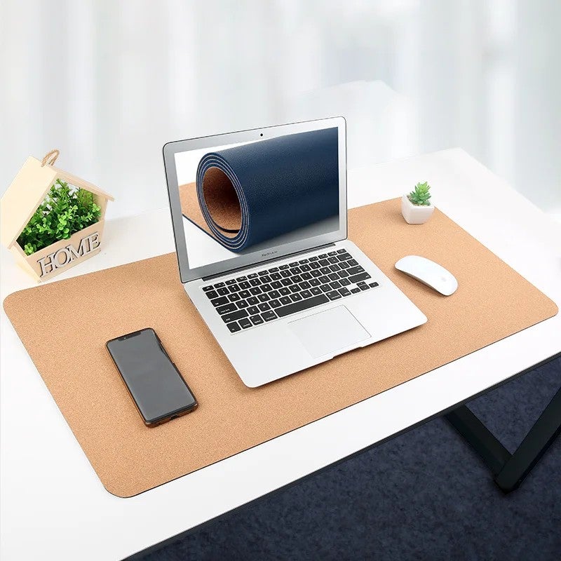 Y&D Natural Cork & PU Leather Desk Pad 36\x16\ - Dual-Sided Waterproof Desk Mat, Large Mouse Pad & Desk Protector - Image 3
