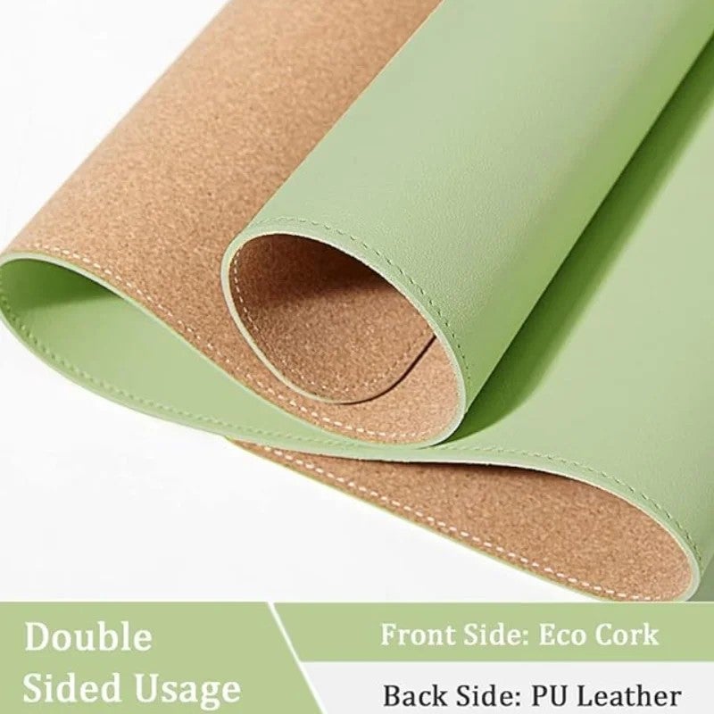 Y&D Natural Cork & PU Leather Desk Pad 36\x16\ - Dual-Sided Waterproof Desk Mat, Large Mouse Pad & Desk Protector - Image 5