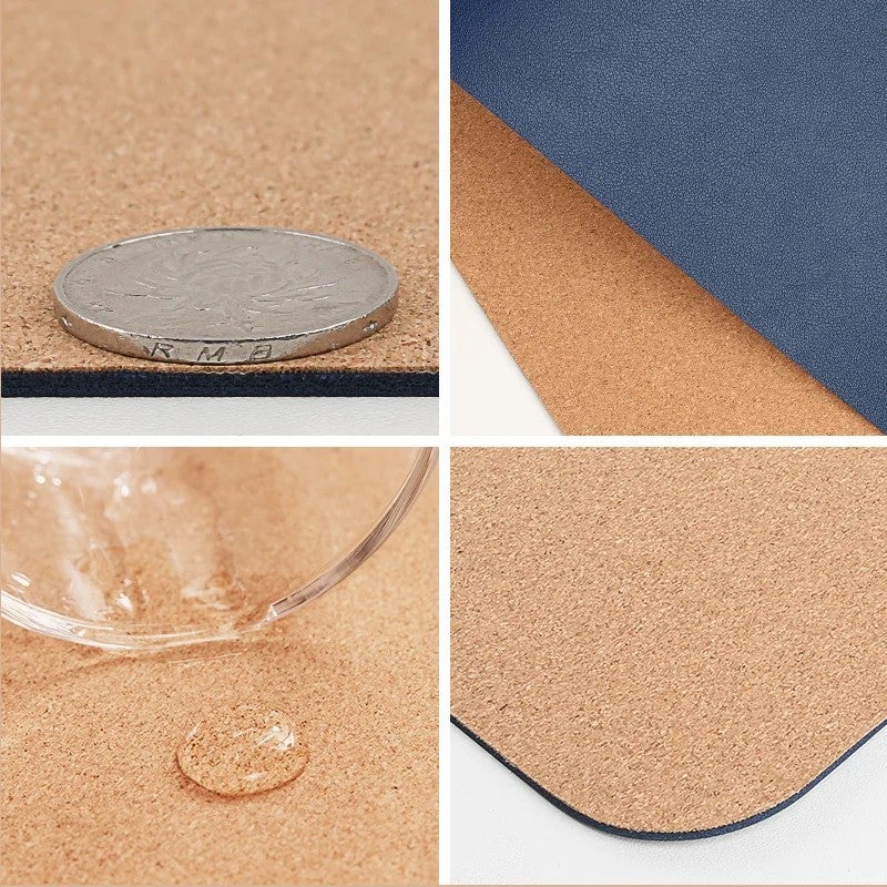 Y&D Natural Cork & PU Leather Desk Pad 36\x16\ - Dual-Sided Waterproof Desk Mat, Large Mouse Pad & Desk Protector - Image 4