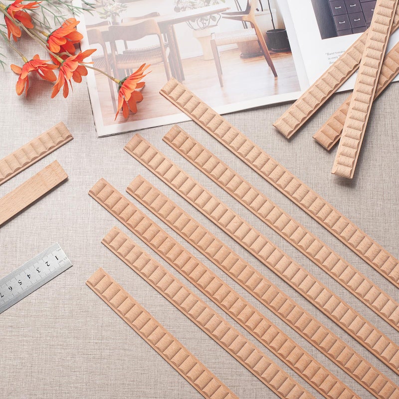Coowayze Wood Trim Molding Decorative, Wavy Wood Moldings & Trims, 12 PCS 15.8 inch Long Wooden Strips for Wall, Cabinet, Door, Mirror Frame, Wooden Appliques for Furniture, Window, Dollhouse - Image 2