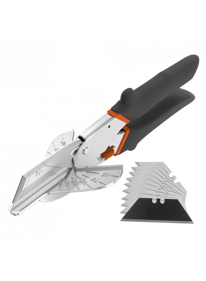 GARTOL Multi Angle Miter Shear Cutter - Multifunctional Trunking Shears for Angular Cutting of Moulding and Trim Multipurpose Quarter Round Cutter Adjustable at 45 To 135 Degree With Spare 10 Blades - Image 1