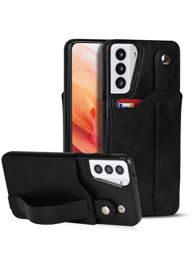 اس-توب جراب لهاتف Samsung Galaxy S21 5G Crazy Horse Texture مقاوم للصدمات من مادة TPU + جراب جلدي من البولي يوريثان مع فتحة للبطاقات وحامل حزام معصم - Image 1