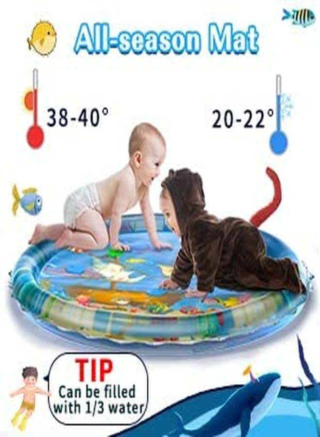 Zebroc Infant Toy Gift Activity Play Mat,Baby Infant Toddlers Inflatable Water Floor Mat Children Growth Activity Tool Tummy Time Baby Water Mat Toy For Newborn Baby Boy Girl Round Mat,Multicolor - Image 2