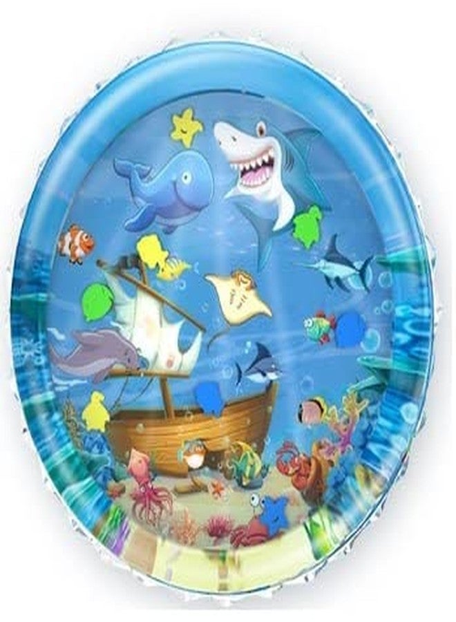 Zebroc Infant Toy Gift Activity Play Mat,Baby Infant Toddlers Inflatable Water Floor Mat Children Growth Activity Tool Tummy Time Baby Water Mat Toy For Newborn Baby Boy Girl Round Mat,Multicolor - Image 1