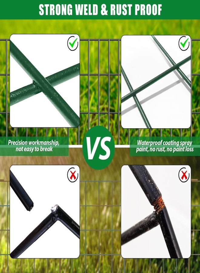 KYATE 10 Pack Garden Fence Rustproof No Dig Animal Barrier Fencing 1.44 inch Spacing Metal Wire Yard Blocker Dog Fence Border for Outdoor Flower Bed Decor Green - Image 4