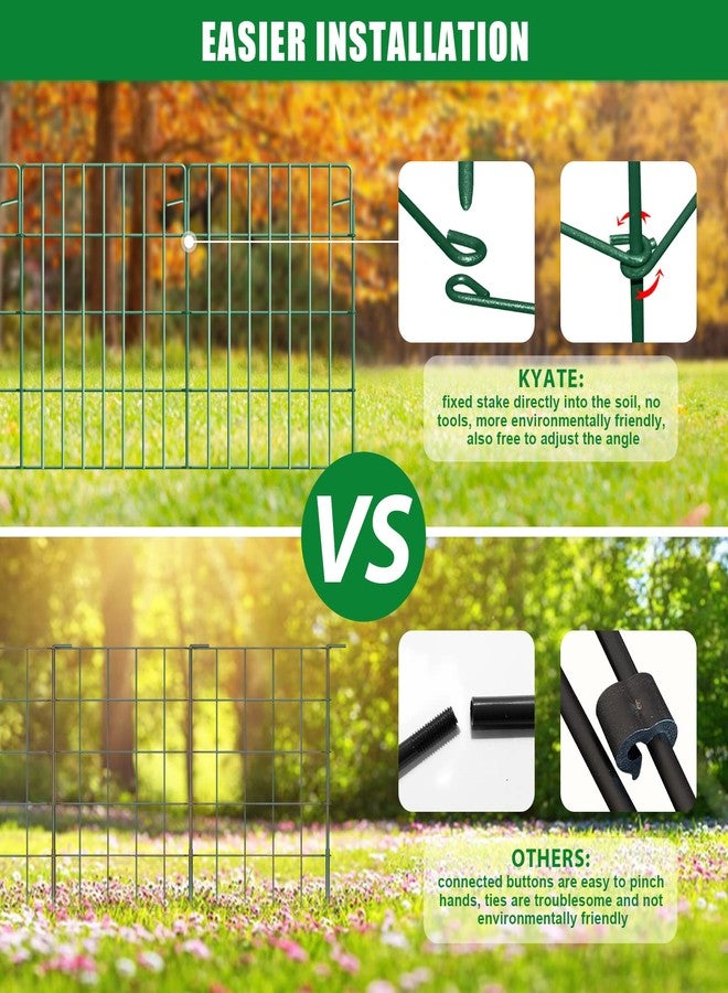 KYATE 10 Pack Garden Fence Rustproof No Dig Animal Barrier Fencing 1.44 inch Spacing Metal Wire Yard Blocker Dog Fence Border for Outdoor Flower Bed Decor Green - Image 5