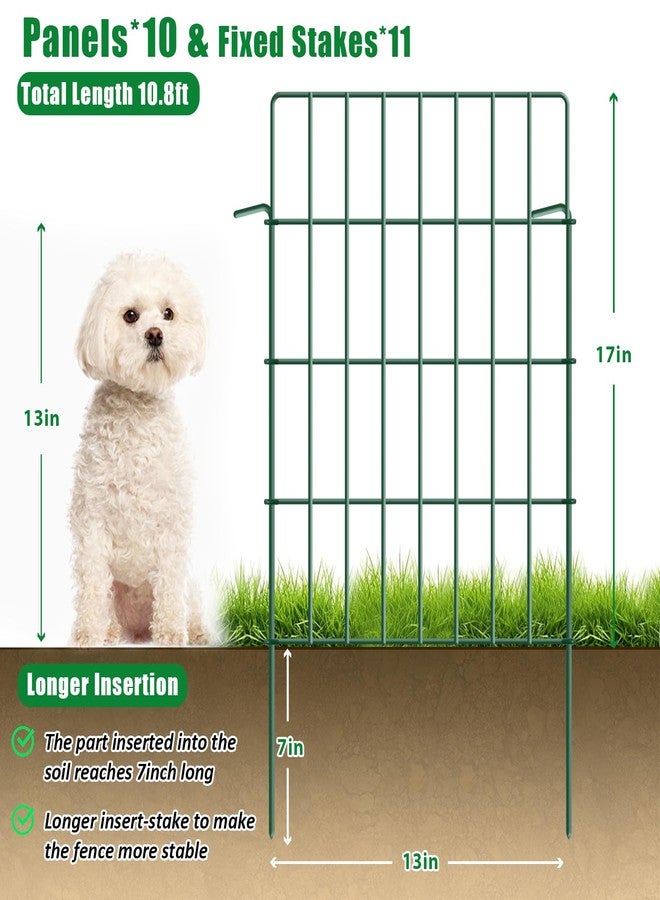 KYATE 10 Pack Garden Fence Rustproof No Dig Animal Barrier Fencing 1.44 inch Spacing Metal Wire Yard Blocker Dog Fence Border for Outdoor Flower Bed Decor Green - Image 2