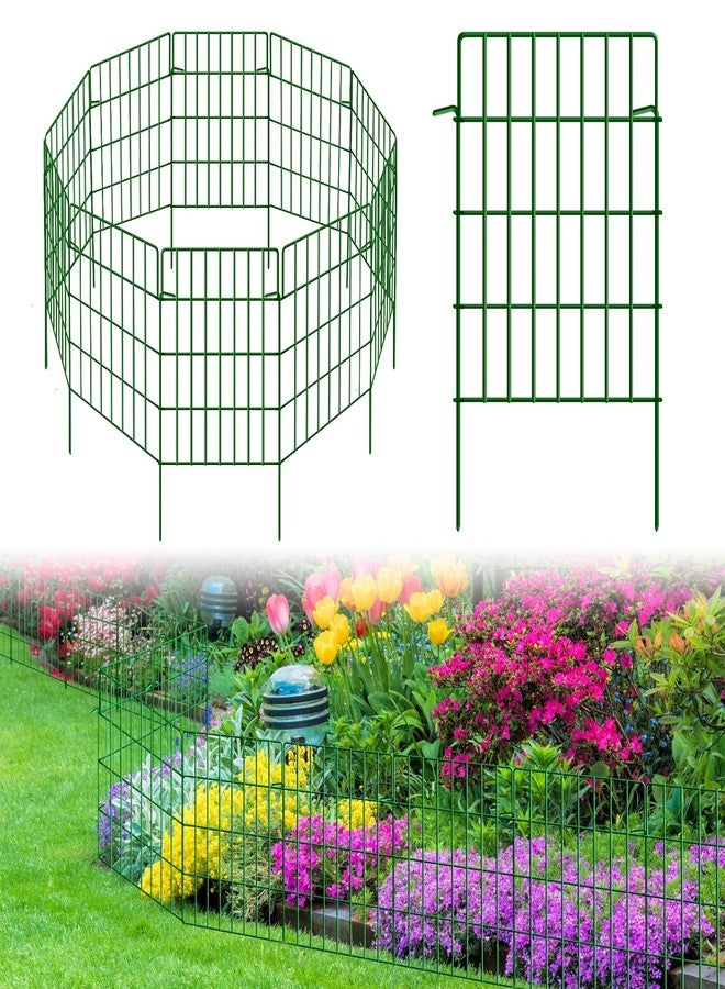 KYATE 10 Pack Garden Fence Rustproof No Dig Animal Barrier Fencing 1.44 inch Spacing Metal Wire Yard Blocker Dog Fence Border for Outdoor Flower Bed Decor Green - Image 1
