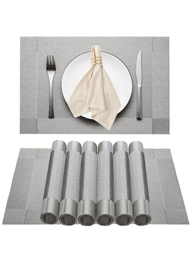 HOOKOR Heat Resistant Placemats, Washable Vinyl Woven Table Mats, Elegant Placemats for Dining Table Set of 4 (22-04-4p)  - Image 1