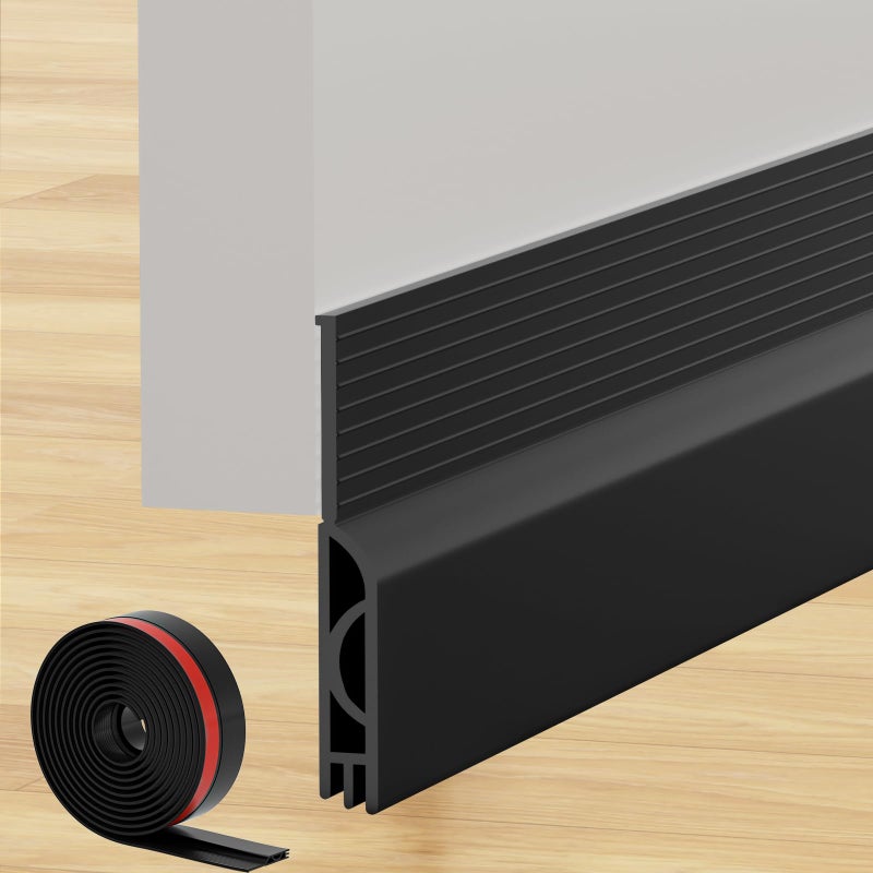 Lumimoi Under Door Draft Stopper, Self-Adhesive Door Sweep for Bottom of Door, Weather Stripping Doors Seal Soundproofing Insulation Strip, Doors Bottom Gap Blocker for Exterior/Interior (Black, 39Inch) - Image 1