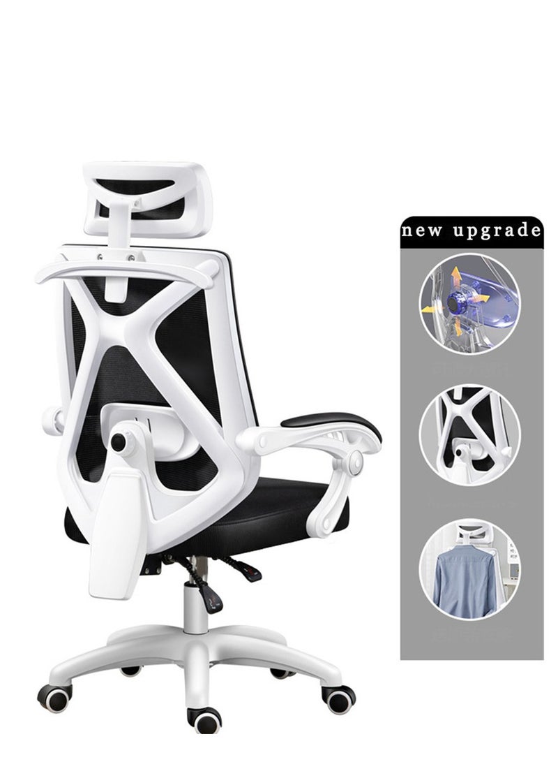 Golden Ergonomic Office Chair,High Back Ergonomic Desk Chair, Breathable Mesh Computer Chair with Wheels and Flip-up Armrests (White and Black) - Image 1