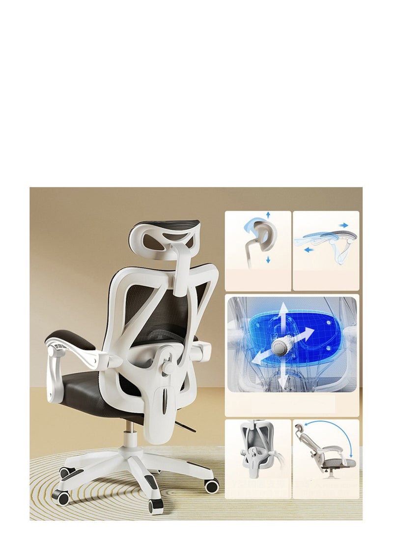 Golden Ergonomic Office Chair,High Back Ergonomic Desk Chair, Breathable Mesh Computer Chair with Wheels and Flip-up Armrests (White and Black) - Image 4