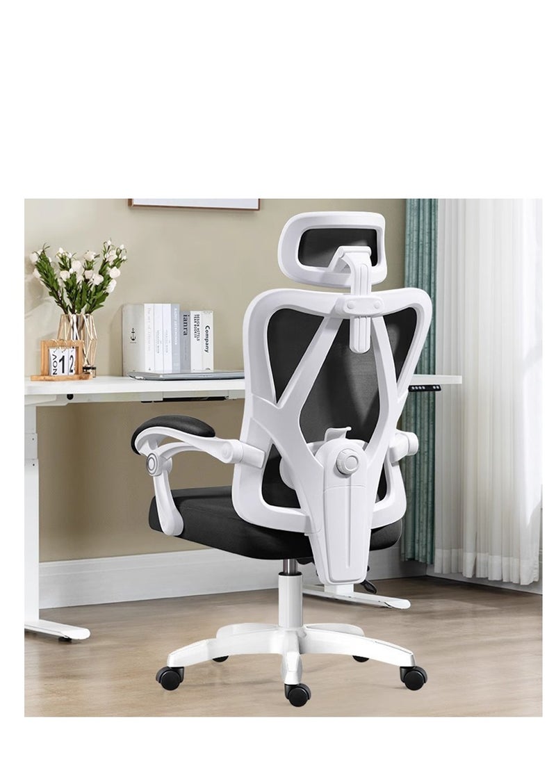 Golden Ergonomic Office Chair,High Back Ergonomic Desk Chair, Breathable Mesh Computer Chair with Wheels and Flip-up Armrests (White and Black) - Image 5