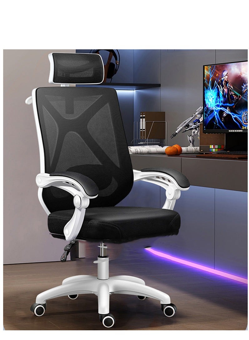 Golden Ergonomic Office Chair,High Back Ergonomic Desk Chair, Breathable Mesh Computer Chair with Wheels and Flip-up Armrests (White and Black) - Image 2